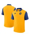 Nike Men's Gold/navy Milwaukee Brewers Cooperstown Collection Color-block Victory Performance Polo Shirt