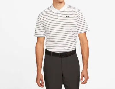 Nike Men's Golf Polo Shirt In White And Black Stripes In Multi