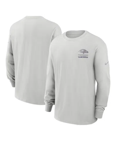 NIKE MEN'S GRAY BALTIMORE RAVENS ESSENTIAL HEAVY MAX90 LONG SLEEVE T-SHIRT