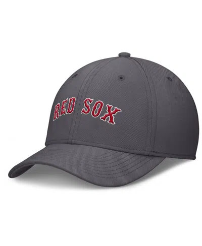 NIKE MEN'S GRAY BOSTON RED SOX SWOOSH PERFORMANCE FLEX HAT