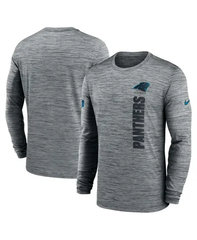 Nike Men's Gray Carolina Panthers 2024 Sideline Velocity Performance Long Sleeve T-shirt