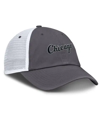 NIKE MEN'S GRAY CHICAGO WHITE SOX WORDMARK CLUB ADJUSTABLE TRUCKER HAT