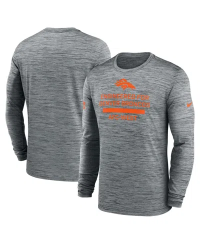 Nike Men's Gray Denver Broncos Sideline Velocity Performance Long Sleeve T-shirt