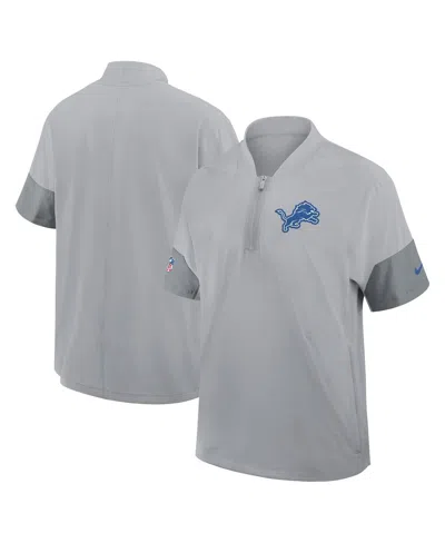 Nike Gray Detroit Lions Sideline Short Sleeve Quarter-zip Performance Coach Jacket