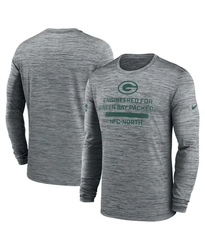 Nike Men's Gray Green Bay Packers Sideline Velocity Performance Long Sleeve T-shirt