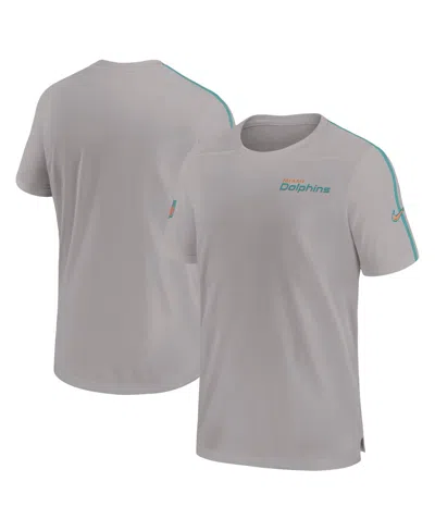 Nike Men's Gray Miami Dolphins Sideline Coach Uv Performance Long Sleeve T-shirt