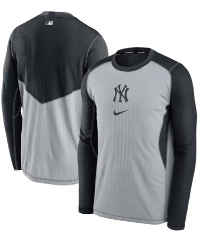 Nike Men's Gray, Navy New York Yankees Authentic Collection Game Performance Pullover Sweatshirt