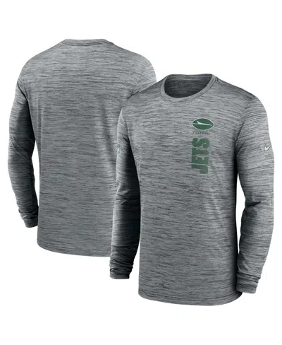 Nike Men's Gray New York Jets 2024 Sideline Velocity Performance Long Sleeve T-shirt