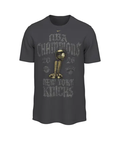 Nike Men's Gray New York Knicks 2026 Nba Champions Locker Room T-shirt In Black
