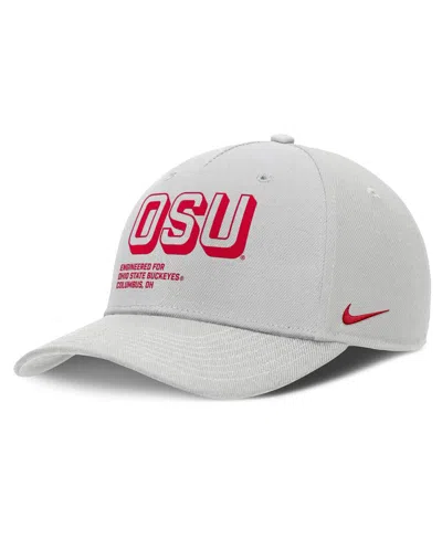 NIKE MEN'S GRAY OHIO STATE BUCKEYES 2025 SIDELINE DUST PINCHED RISE ADJUSTABLE HAT
