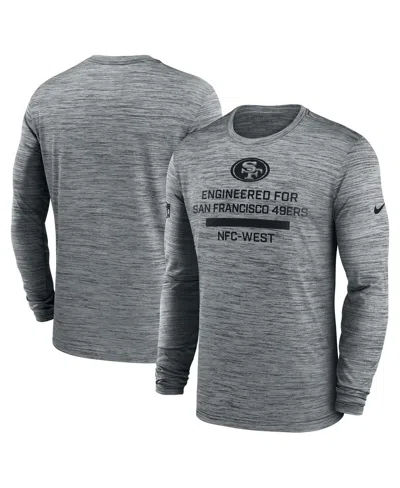 Nike Men's Gray San Francisco 49ers Sideline Velocity Performance Long Sleeve T-shirt