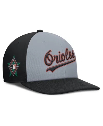 Nike Men's Gray/black Baltimore Orioles Pro Performance Snapback Hat In Gray,black