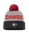 Nike Men's Gray/black Georgia Bulldogs Primetime Peak Cuffed Knit With Pom Hat In Multi