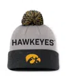 Nike Men's Gray/black Iowa Hawkeyes Primetime Peak Cuffed With Pom Knit Hat In Gray