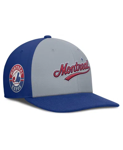 Nike Men's Gray/blue Montreal Expos Cooperstown Collection Pro Performance Snapback Hat In Gray,blue