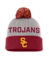 Nike Men's Gray/cardinal Usc Trojans Primetime Peak Cuffed With Pom Knit Hat In Gray