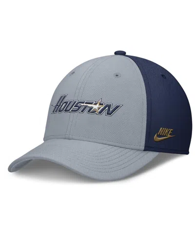 Nike Men's Gray/navy Houston Astros Rise Swoosh Performance Flex Hat