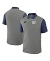 Nike Men's Gray/navy New York Yankees Cooperstown Collection Color-block Victory Performance Polo Shirt