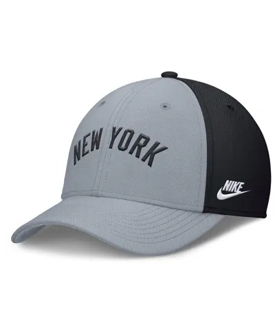 Nike Men's Gray/navy New York Yankees Rise Swoosh Performance Flex Hat