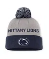 Nike Men's Gray/navy Penn State Nittany Lions Primetime Peak Cuffed Pom With Knit Hat In Gray
