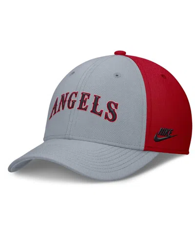 Nike Men's Gray/red California Angels Rise Swoosh Performance Flex Hat In Multi