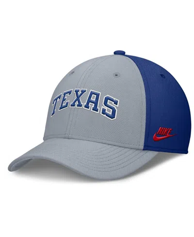 Nike Men's Gray/royal Texas Rangers Rise Swoosh Performance Flex Hat In Multi