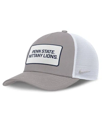 Nike Men's Gray/white Penn State Nittany Lions 2025 On-field Rise Patch Trucker Adjustable Hat In Multi