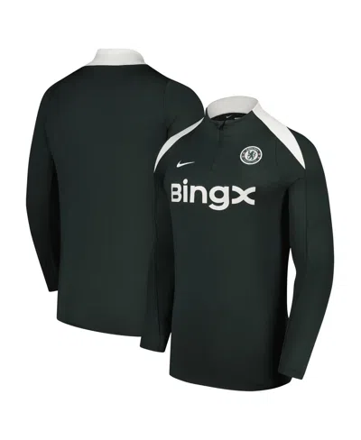 Nike Men's Green Chelsea 2025/26 Strike Drill Raglan Quarter-zip Long Sleeveâ Pullover Sweatshirt In Black