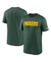 Nike Green Green Bay Packers Legend Wordmark Performance T-shirt In Green