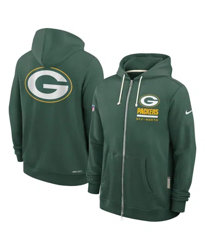 NIKE MEN'S GREEN GREEN BAY PACKERS SIDELINE UTILITY PLAYER PERFORMANCE FULL-ZIP HOODIE