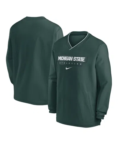 Nike Men's Green Michigan State Spartans 2024 Sideline Pullover Wind Shirt In Green,white