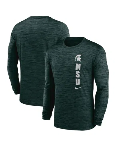 NIKE MEN'S GREEN MICHIGAN STATE SPARTANS 2024 SIDELINE VELOCITY PERFORMANCE LONG SLEEVE T-SHIRT