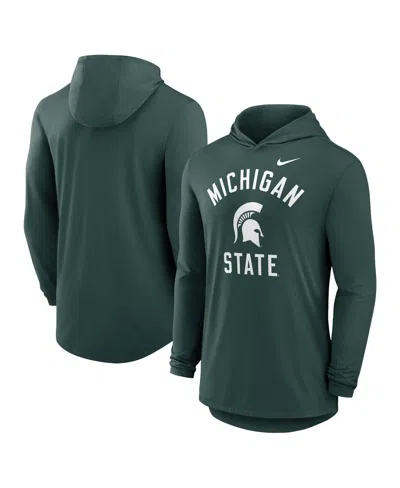 Nike Green Michigan State Spartans Classic Arch Tri-blend Performance Long Sleeve Hoodie T-shirt