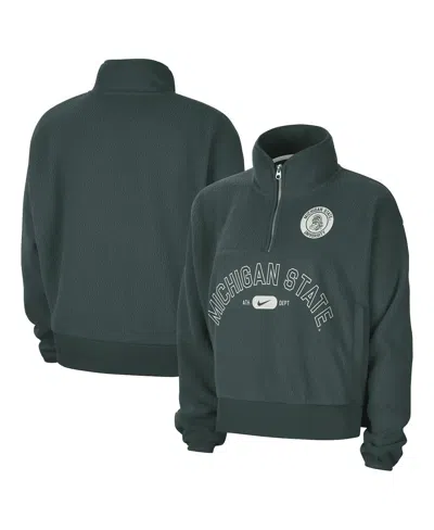 Nike Men's Green Michigan State Spartans Fly Fleece Quarter-zip Jacket In Progr,blac