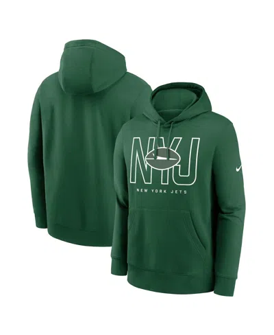 NIKE MEN'S GREEN NEW YORK JETS BUSTED PLAY CLUB FLEECE PULLOVER HOODIE