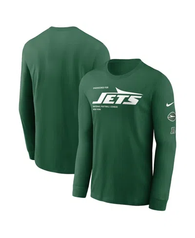NIKE MEN'S GREEN NEW YORK JETS PLAY TO WIN ESSENTIAL LONG SLEEVE T-SHIRT