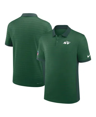 NIKE MEN'S GREEN NEW YORK JETS SIDELINE VICTORY STRIPE PERFORMANCE POLO SHIRT