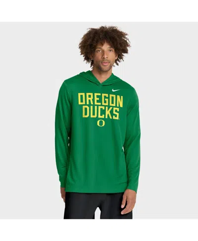 Nike Green Oregon Ducks 2025 Sideline Performance Long Sleeve Hoodie T-shirt