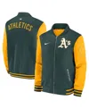Nike Men's Green/gold Athletics Authentic Collection Dugout Full-zip Bomber Jacket In Yellow