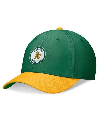 Nike Men's Green/gold Oakland Athletics Cooperstown Collection Rewind Swooshflex Performance Hat In Pngrnunigd