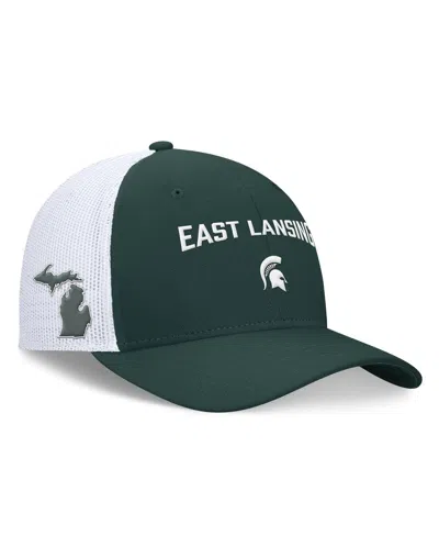 Nike Men's Green/white Michigan State Spartans Primetime Rise City Trucker Adjustable Hat In Green,white