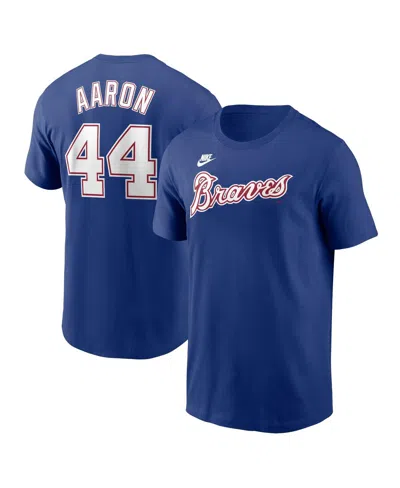 Nike Men's Hank Aaron Royal Atlanta Braves Cooperstown Collection Fuse Name Number T-shirt