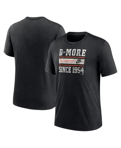 Nike Men's Heather Black Baltimore Orioles Cooperstown Collection Local Stack Tri-blend T-shirt