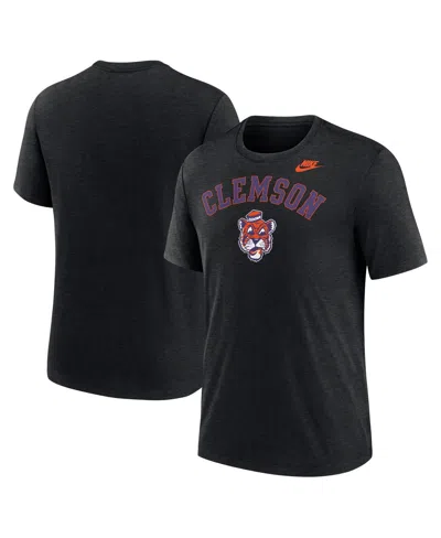 Nike Men's Heather Black Clemson Tigers Legacy Arch Tri-blend T-shirt