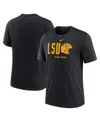 Nike Men's Heather Black Lsu Tigers Campus Football Slogan Tri-blend T-shirt In Heather Black