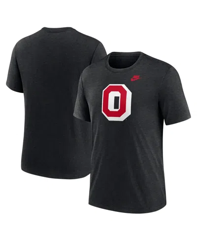 Nike Men's Ohio State Buckeyes Blitz Evergreen Legacy Primary Tri-blend T-shirt In Heather Black