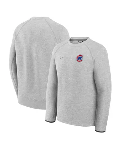 Nike Men's Heather Charcoal Chicago Cubs Tech Fleece Raglan Sweatshirt In Gray