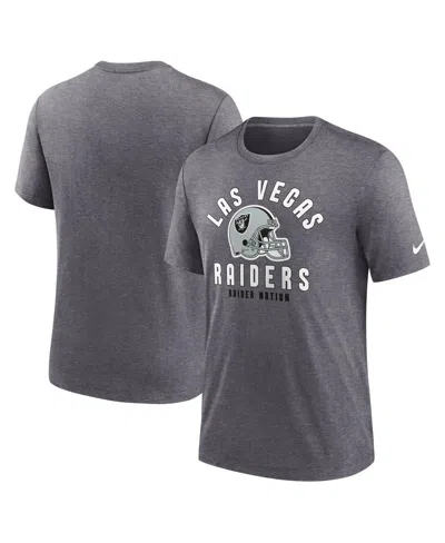 Nike Men's Heather Charcoal Las Vegas Raiders Helmet Tri-blend T-shirt