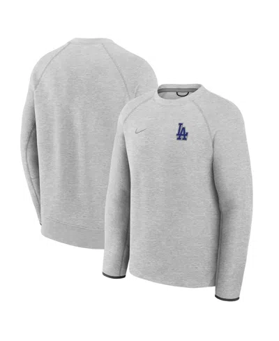 Nike Men's Heather Charcoal Los Angeles Dodgers Tech Fleece Raglan Sweatshirt In Gray