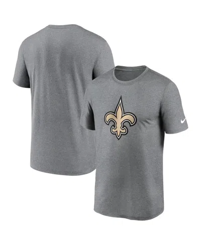 NIKE MEN'S HEATHER CHARCOAL NEW ORLEANS SAINTS PRIMETIME LEGEND LOGO PERFORMANCE T-SHIRT
